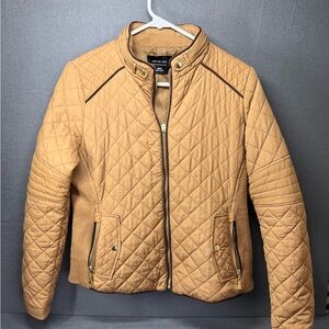 Active USA Tan Bomber Jacket‎ with Quilted Design